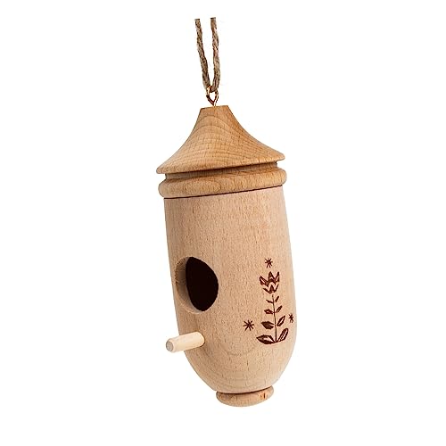 Milisten Miniatur Hummingbird Nest Pendant Holz Vogelhaus Ornament für Garten Deko Dekoratives Vogel Nest Hängende Miniatur Vögel Nistplatz für Kreative Raumgestaltung von Milisten
