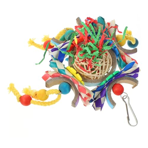 Milisten Papageien Kauspielzeug aus Buntem Rattanpapier Robustes Vogelkäfig Zubehör Hängendes Nagerspielzeug für Wellensittiche Nymphensittiche und Andere Vögel Fördert Beschäftigung und von Milisten