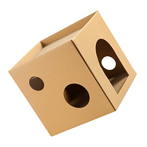 Milisten Papp Katzenhaus mit Kratzbrett Spiel und Schlafplatz für Katzen und Kätzchen Katzenkratzmatte zur Vermeidung von Kratzern an Möbeln und Böden Komfortables Design für Zufriedene von Milisten