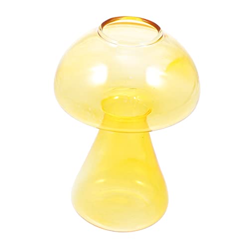 Milisten Pilzvase Dekoration Pilze Zum Basteln Blumentopf Pflanze Retro Bunte Ornamente Blumenbehälter Ornamente Zum Basteln Vasen Terrarium Massenornamente Glas Gelb von Milisten