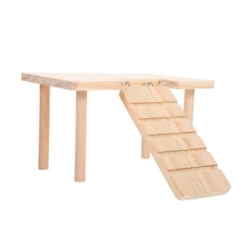 Milisten Plattform für Hamsterkäfige Käfigrampe aus Holz Haustierrampe für kleine Tiere Holztunnel für Hamster Hamsterbrücke kleine Hamsterplattform hölzern Beige von Milisten