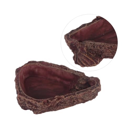 Milisten Reptilien Futter Wasserschale aus Harz mit Baumrinden imitat Kompakte Futterschale für Eidechsen Frösche Spinnen Dekorativ und Langlebig für Terrarien und Kleine Haustiere von Milisten