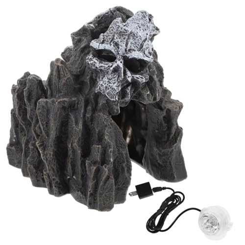 Milisten Resin Aquarium Höhlen Dekoration mit Led-Lampe Realistische Fisch Versteck Höhle Aquarium Ornament für Fische Garnelen Sicheres Versteck und Natürliche Aquarienlandschaft von Milisten