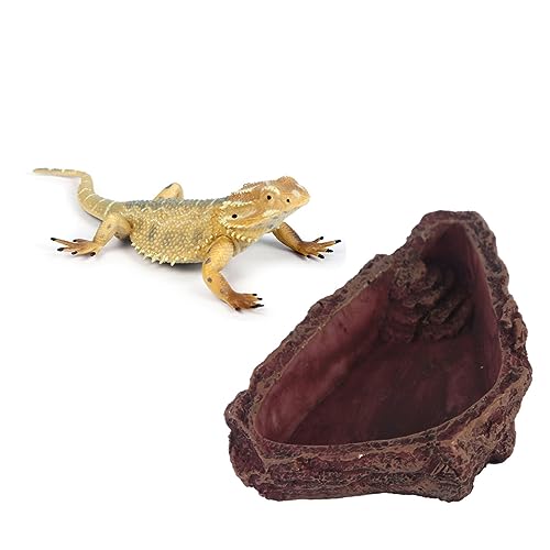 Milisten Resin Futter und Wasserschale für Reptilien Imitation für Geckos Spinnen und Andere Kleine Haustiere für Trockenfutter und Snacks von Milisten