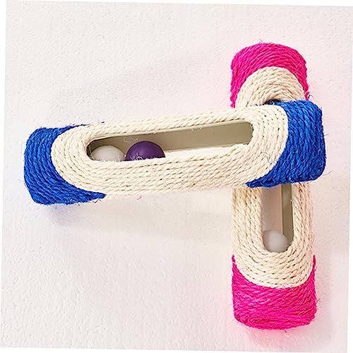 Milisten Sisal Katzen Kratzbrett mit Roller Design und Plastikball Langlebiges Interaktives Katzenspielzeug für Katzen Krallenpflege und Spielspaß Bunte Farbmischung für Verspielte von Milisten