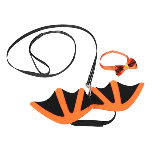 Milisten Teiliges Katzen Hundebat-flügel-Cosplay Flügeln Schleife und Leine Leichtes Komfortables Halloween-Party-Accessoire für Kleine Haustiere und Festliche Fotoshootings von Milisten