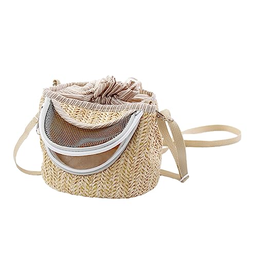 Milisten Tragbare Hamster Tragetasche mit Mesh Atmung Strohbemanteltem Zylinderdesign Warm und Komfortabel für Kleine Haustiere Wie Meerschweinchen und Streifenhörnchen für Outdoor Reisen von Milisten
