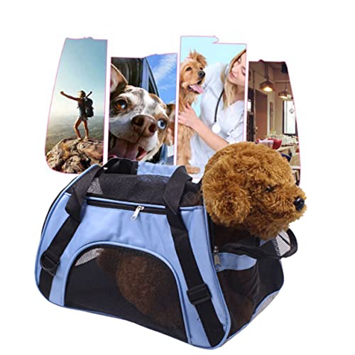 Milisten Tragbare Haustierträger Tasche für Hunde und Katzen Faltbare Rucksack Tragetasche mit Atmungsaktiven Netzfenstern S Blau für Outdoor Aktivitäten und Reisen von Milisten