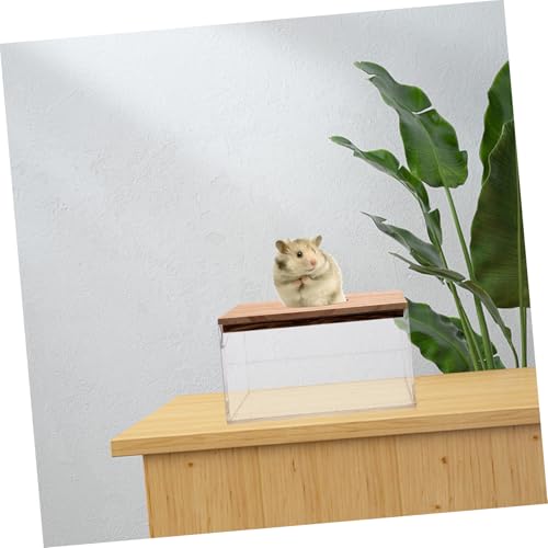 Milisten Transparente Hamster badewanne mit Holzdeckel Multifunktional als Toilette und Sandbad Langlebig Leicht zu Reinigen Geeignet für Kleine Haustiere Wie Chinchillas und Hamster von Milisten