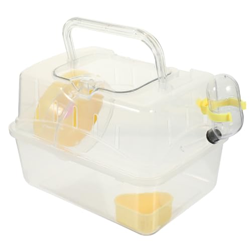 Milisten Transparenter Hamster käfig mit Rundum Dach Tragbare Kleintier transportbox mit Belüftung Sicherer Hamster transportbehälter für Reisen und Aufzucht Gelb von Milisten