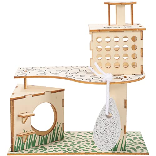 Milisten Stabiler Hamsterkäfig Aus Holz Klettergerüst-Spielzeug Mit Versteck Hamsterspielzeug Für Zwerghamster von Milisten