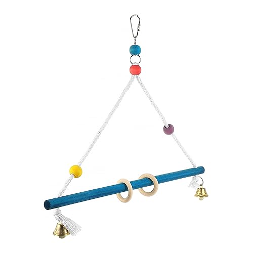 Milisten Vogel Papagei Glocke Barsch Haustier Groß Drinnen Vogel Spielständer Vogelschaukel Pädagogische Schaukel Blue Holz von Milisten