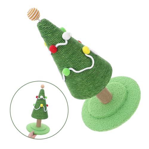 Milisten Weihnachtlicher Katzen Kratzbaum mit Natürlichem Sisal Kompakter Vertikaler Kratzpfosten für Kätzchen Dekorativer Weihnachtsbaum Kratzbaum zur Krallenpflege und Möbel Schutz von Milisten