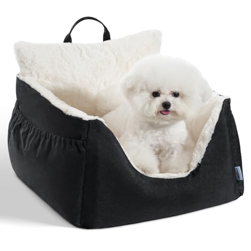 Milk and Soda Autositz für kleine Hunde unter 9 kg, mit 2-seitigem Kissen, Seitentaschen, integrierter Leine, maschinenwaschbarer Bezug, schwarz Milk and Soda Autositz für kleine Hunde unter 9 kg, mit 2-seitigem Kissen, Seitentaschen, integrierter Leine, maschinenwaschbarer Bezug, schwarz von Milk & Soda
