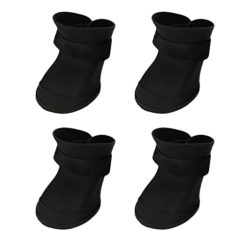 4 Stück Hundeschuhe Outdoor Wasserdicht, Anti-Rutsch Silikon Haustier Hundestiefel mit Klettverschluss für Kleine Hunde (5 x 4cm) von Milltrip