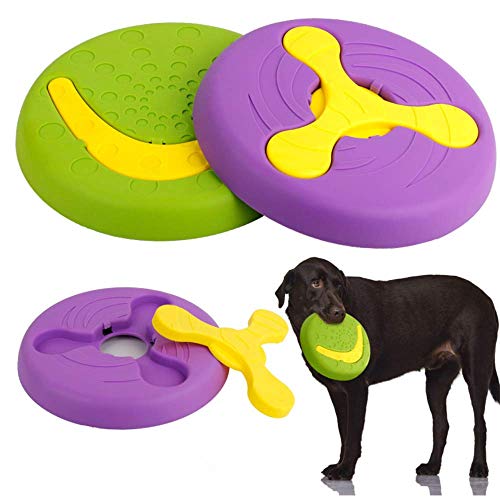 2 in 1 Multifunktionale Langlebige Hundetier Flying Disc Spielzeug Fliegende Frisbee Fliegende Untertasse Trainingsspielzeug Hundenapf für interaktiven Spaß im Freien (Lila) von Milly