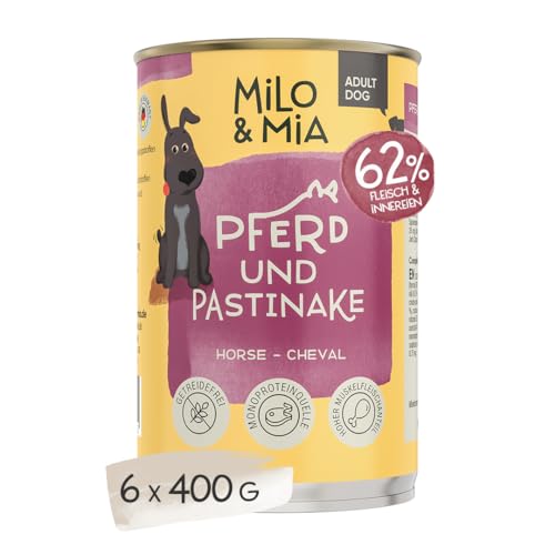 MILO & MIA - Premium Nassfutter für Hunde - Adult Dog - Pferd & Pastinake (6 x 400g) von Milo & Mia