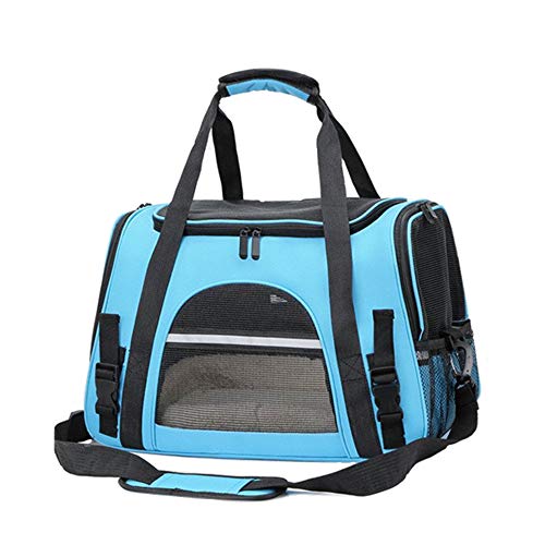 Milopon Hundetransportbox Faltbare Katzentragetasche, Transportbox Hunden Katzen, Transporttasche Oxford Gewebe, Hundebox mit Schultergurt und Plüschmatte (Blau) von Milopon