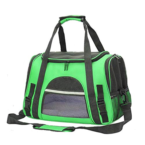 Milopon Hundetransportbox Faltbare Katzentragetasche, Transportbox Hunden Katzen, Transporttasche Oxford Gewebe, Hundebox mit Schultergurt und Plüschmatte (Grün) von Milopon