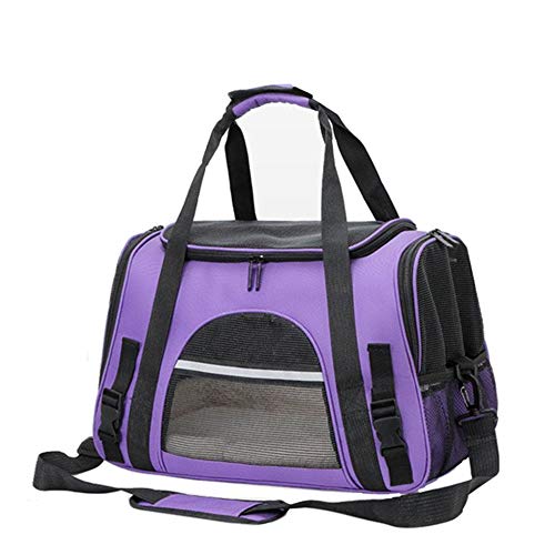 Milopon Hundetransportbox Faltbare Katzentragetasche, Transportbox Hunden Katzen, Transporttasche Oxford Gewebe, Hundebox mit Schultergurt und Plüschmatte (Violett) von Milopon