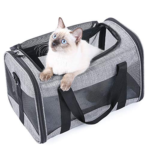 Milopon Katzentransportbox Hundetransportbox Faltbare Hundebox Hundetaschen, Katzentasche Transporttasche Transportbox für Katze Kleine Hunde, mit Schultergurt und Plüschmatte von Milopon