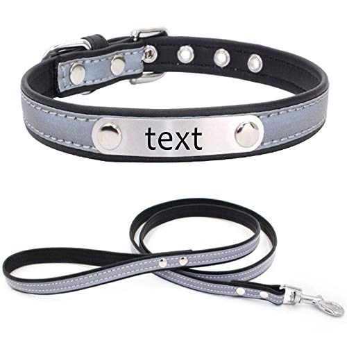 MilyaDE Personalisiertes Hundehalsband mit Gravur & Reflektor – Reflektierende Hundeleine inklusive – für Welpen Kleine Mittel Große Hunde, M(42cm) von MilyaDE