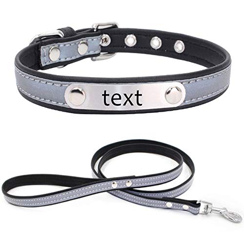 MilyaDE Personalisiertes Hundehalsband mit Gravur & Reflektor – Reflektierende Hundeleine inklusive – für Welpen Kleine Mittel Große Hunde, S(36cm) von MilyaDE