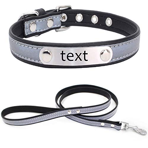 MilyaDE Personalisiertes Hundehalsband mit Gravur & Reflektor – Reflektierende Hundeleine inklusive – für Welpen Kleine Mittel Große Hunde, XL(54cm) von MilyaDE