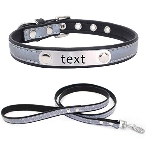 MilyaDE Personalisiertes Hundehalsband mit Gravur & Reflektor – Reflektierende Hundeleine inklusive – für Welpen Kleine Mittel Große Hunde, XS(32cm) von MilyaDE