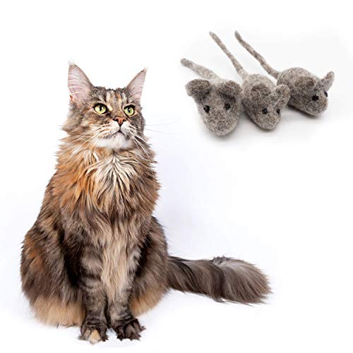 DREI Blinde Mäuse Kratzjagd handgefertigtes Filz-Katzenspielzeug für Katzen von Mimi's Daughters