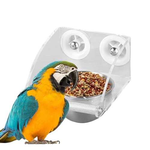 Bird Cage Feeder, Stainless Steel Food Dispenser, Transparent Waterproof Design, Built-In Perch Attachment for Parakeet Cockatiel Conure Indoor Aviary, 4.33x5.91x4.13 Inches Bird Cage Feeder, Stainless Steel Food Dispenser, Transparent Waterproof Design, Built-In Perch Attachment for Parakeet Cockatiel Conure Indoor Aviary, 4.33x5.91x4.13 Inches von Mimoqk