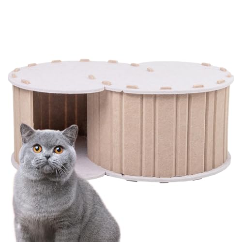 Cat Tunnel, Bed Nest, 22.87 Inches Detachable Felt Tunnel with Scratching Design, Pet House for Indoor Play and Rest, Bunnies, Quiet Time, Light Brown von Mimoqk