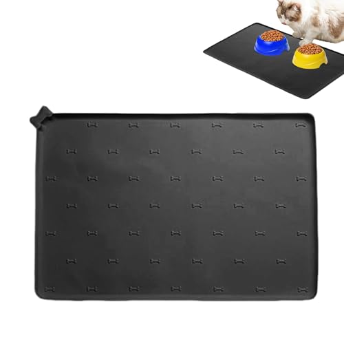 Feeding Mat, Food Dispenser Pad, 15.7x23.6x0.39 Inches Silicone Non-Slip Foldable Fast Drying Anti-Spill Water Bowl Mat, Cat Feeding Mat for Dogs and Cats von Mimoqk