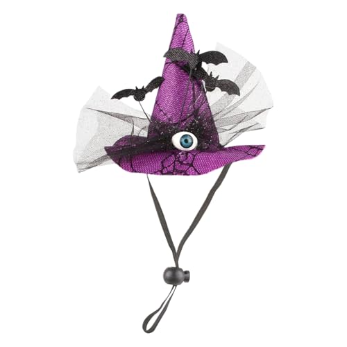 Halloween Dog Hat, Pet Costume Accessory, Witch Headwear with Eyeball Bat Design, Adjustable Chin Strap, Lightweight and Comfortable Fit for Small Dogs, Cats, Party, Cosplay, 15x12 cm Halloween Dog Hat, Pet Costume Accessory, Witch Headwear with Eyeball Bat Design, Adjustable Chin Strap, Lightweight and Comfortable Fit for Small Dogs, Cats, Party, Cosplay, 15x12 cm von Mimoqk