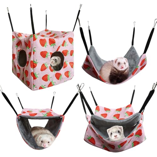 Mimoqk Hängematte für Käfighamster, belüfteter Tunnel für Eichhörnchen, waschbar, Käfigzubehör für Hamster, Frettchen, Chinchillas von Mimoqk