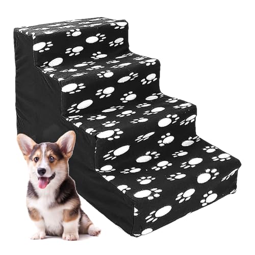 Mimoqk Haustiertreppe für große Hunde – Leiter für Hunde mit 4 Stufen – bequemes Treppenbett aus Flanell für Haustiere, einfach zu montieren für kleine Mimoqk Haustiertreppe für große Hunde – Leiter für Hunde mit 4 Stufen – bequemes Treppenbett aus Flanell für Haustiere, einfach zu montieren für kleine von Mimoqk