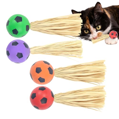 Mimoqk Katzenwurmspielzeug, Bälle, Katzenspielzeug | 4 Stück aufblasbare Kugel für Katzen zum mit Raffia – Spiele für Haustiere, Langeweile Relief für die Jagdsimulation, Mimoqk Katzenwurmspielzeug, Bälle, Katzenspielzeug | 4 Stück aufblasbare Kugel für Katzen zum mit Raffia – Spiele für Haustiere, Langeweile Relief für die Jagdsimulation, von Mimoqk