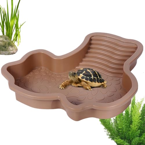 Mimoqk Reptile Bathing Pool, Turtle Water Bowl, 1.22x10.43 Inches Size Basking Terrace Aquarium Ramp, Feeding Decor for Lizards Frogs Snakes, White, Brown, Red Mimoqk Reptile Bathing Pool, Turtle Water Bowl, 1.22x10.43 Inches Size Basking Terrace Aquarium Ramp, Feeding Decor for Lizards Frogs Snakes, White, Brown, Red von Mimoqk