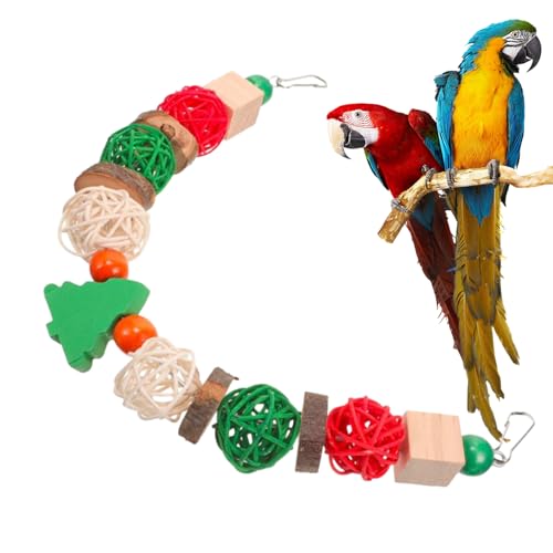 Mimoqk Weihnachtsthema-Vogelkäfig-Spielzeug,Vogel-Kauspielzeug - Hamster-Zähneknirschspielzeug | Vogelschaukelspielzeug für Kleintiere, Sittiche, Nymphensittiche, Wellensittiche, Lovebirds, von Mimoqk