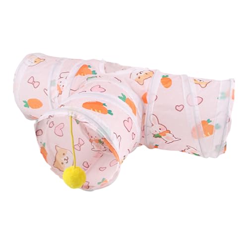 Rabbit Tunnel, Foldable Play Tube, Bunny Tunnel with Swing Ball, Interactive and Secure Resting for Rabbits, Ferrets, Hamsters, Chinchillas, Hedgehogs, 21.65x6.3 Inches von Mimoqk