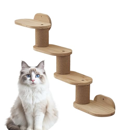 Wall Mounted Cat Shelves, Wooden Floating Stairs Scratcher, Climber Station Ladder Design, Multi Tier Play for Indoor Ceiling, Bookshelf, and Windowsill Adventure Setup Wall Mounted Cat Shelves, Wooden Floating Stairs Scratcher, Climber Station Ladder Design, Multi Tier Play for Indoor Ceiling, Bookshelf, and Windowsill Adventure Setup von Mimoqk