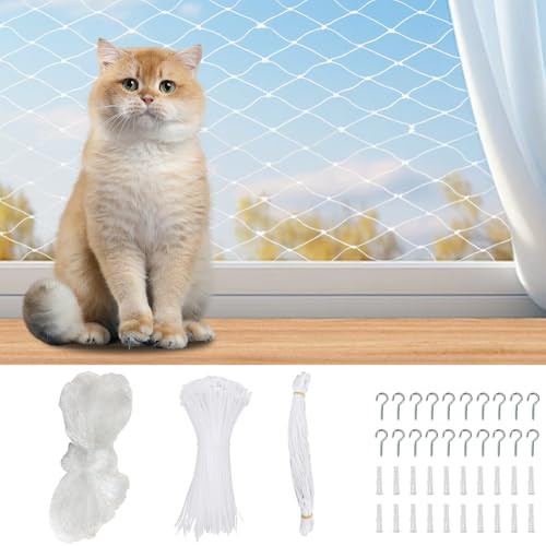 Mineup Katzennetz für Balkon, 3x4m Katzennetz Drahtverstärkt, Katzen Balkonnetze, Katzenschutznetz für Katzen, Sicherheitsnetz für Kinde Fallschutznetz, Schutznetz für Balkon,Fenster,Treppe,Terrasse von Mineup