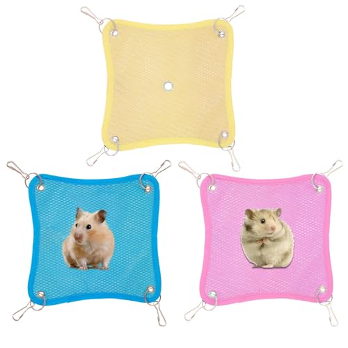Hamster Hängematte - 3-Fach Mesh Belüftete Hängematte für Eichhörnchen | Schnelltrocknende Atmungsaktive Kühlmatte Für Kleintiere Wie Hamster Eichhörnchen Chinchillas von Mingchengheng
