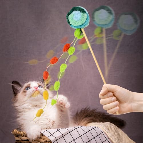 Katzenangel Spielzeug,Trainingsspielzeug Mit Lutscherform Für Kätzchen - Spiel Bewegung Langeweile Reduzieren Angel mit Glöckchen für Katzen Zuhause drinnen draußen von Mingchengheng