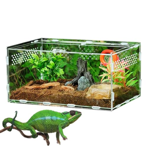 Mingchengheng Reptilien Terrarium Box, 30 cm Reptilien Futterbox, Reptile Fütterungsbox, Reptilienzuchtbox Acryl, Zuchtbox Anti-Flucht Für Spide, Skorpion, Käfer, Gehörnte Frösche, Haustierschlangen von Mingchengheng