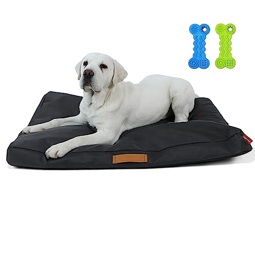 Mingfuxin Wasserdichte Hundebetten für große Hunde – Outdoor-Hundematratze mit abnehmbarem, maschinenwaschbarem Oxford-Stoffbezug für Reisen im Freien (L (91 x 68 cm), Grau) von Mingfuxin