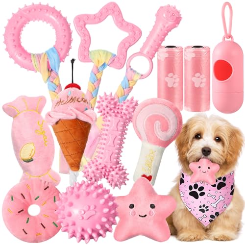 MiniInflat 14 Stück Welpenspielzeug zum Zahnen, Kauspielzeug für Welpen, kleine Hunde, rosa Spielzeug-Set, niedliche weiche Gummibälle für kleine Rassen, Reinigung der Zähne, interaktives MiniInflat 14 Stück Welpenspielzeug zum Zahnen, Kauspielzeug für Welpen, kleine Hunde, rosa Spielzeug-Set, niedliche weiche Gummibälle für kleine Rassen, Reinigung der Zähne, interaktives von MiniInflat
