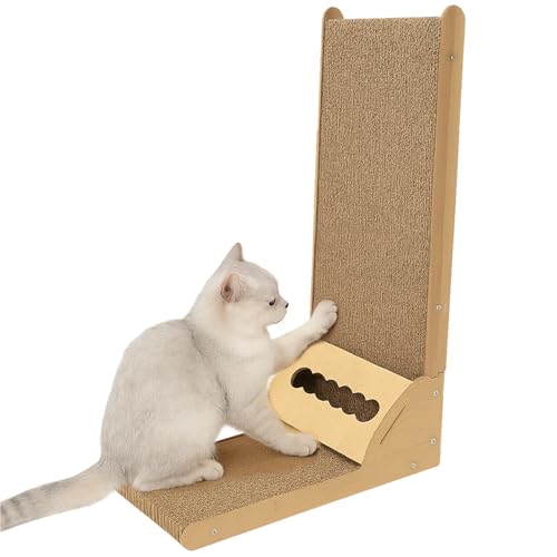 Katzenkratzer L-Form Wandmontage, 26,8 Zoll große Katzenkratzunterlage Karton mit Ball Spielzeug für Indoor-Katzen, extra breites langlebiges Wellpapier Katzenkratzer L-Form Wandmontage, 26,8 Zoll große Katzenkratzunterlage Karton mit Ball Spielzeug für Indoor-Katzen, extra breites langlebiges Wellpapier von Minlend