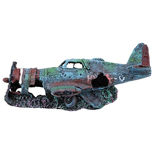 Minnya Aquarium Ornament künstliche beschädigte Flugzeug Aquarium Ornament Landschaft Dekoration von Minnya