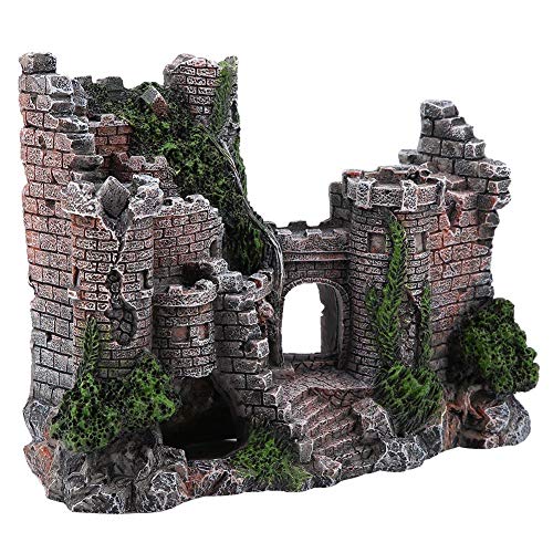 Minnya Aquarium Klassische Burgruine Dekoration Aquarium Synthetisches Ornamnet Aquarium Harz Haus Versteck mit Schlossmodell für Unterwasserdekor von Minnya